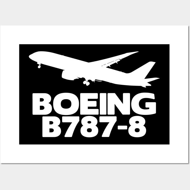 Boeing B787-8 Silhouette Print (White) Wall Art by TheArtofFlying
